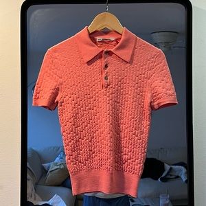 Mr Turk Pink Knitted Polo Shirt Extra Small